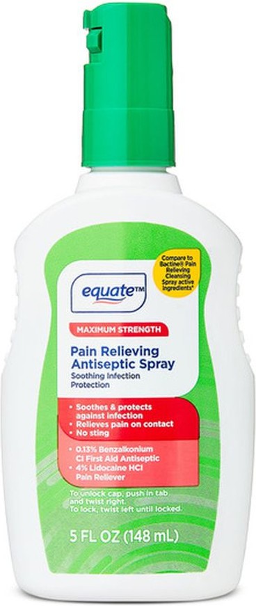 Benzalkonium Cl 0.13% First Aid Antiseptic, Lidocaine Hcl 4% Pain Reliever Antiseptic Spray
