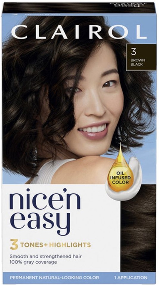 Permanent Hair Color, 3 Tones + Highlights, 3 Brown Black