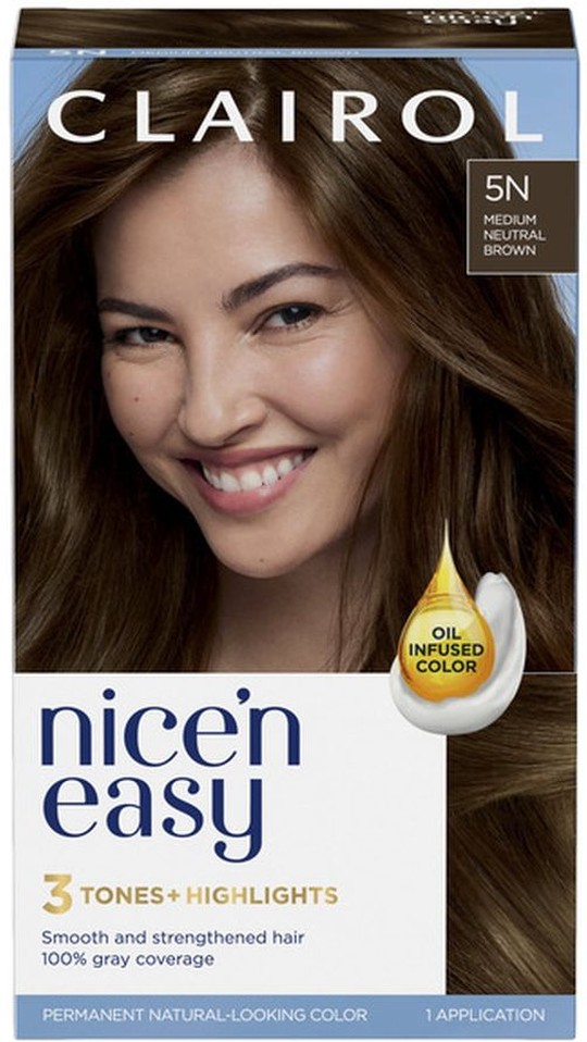 Hair Color, Permanent, 3 Tones + Highlights, 5N Medium Neutral Brown