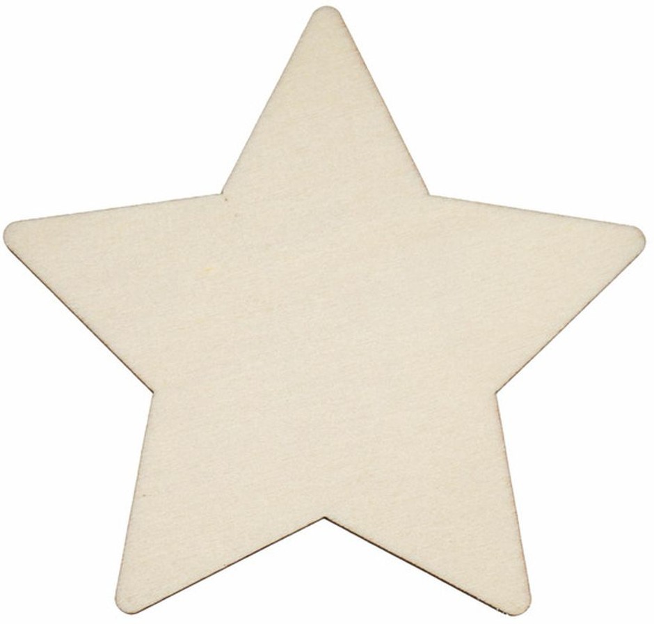 3.15" x 0.15" x 3" Wooden Star-Shape Ready-to-Decorate Die-Cut Shape