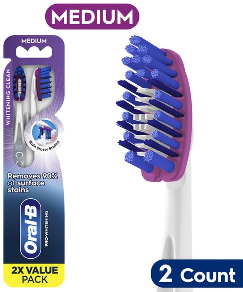 3D White Pro-Flex Stain Eraser Toothbrushes, Medium