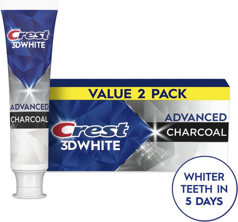 3D White Toothpaste Advanced Charcoal Toothpaste, 3.3 oz, Pack of 2