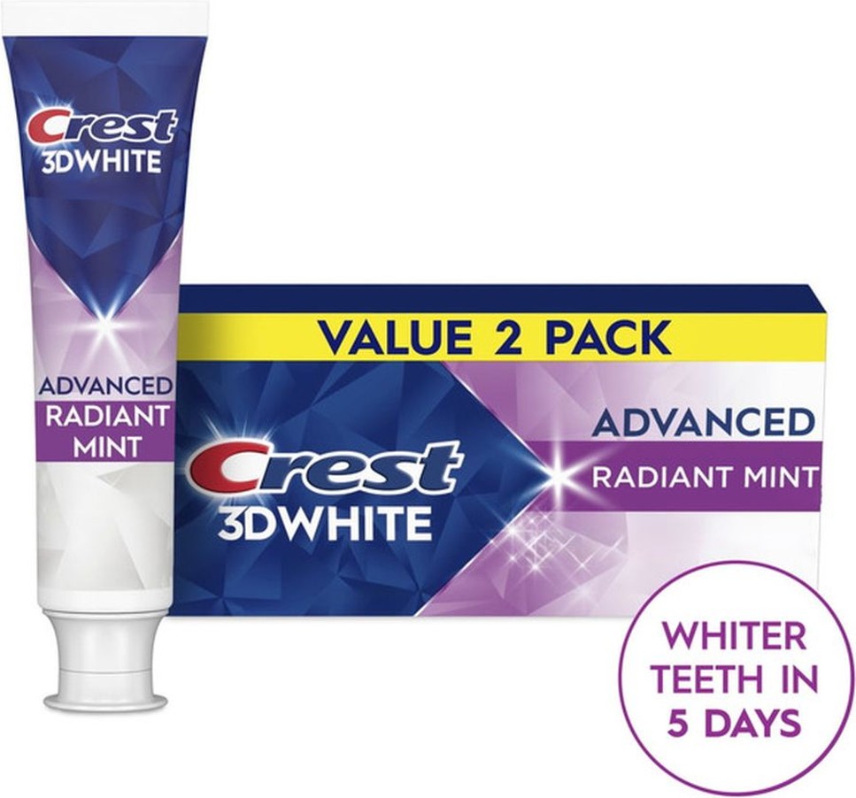 3D White Advanced Toothpaste, Radiant Mint, 3.3 oz, Pack of 2