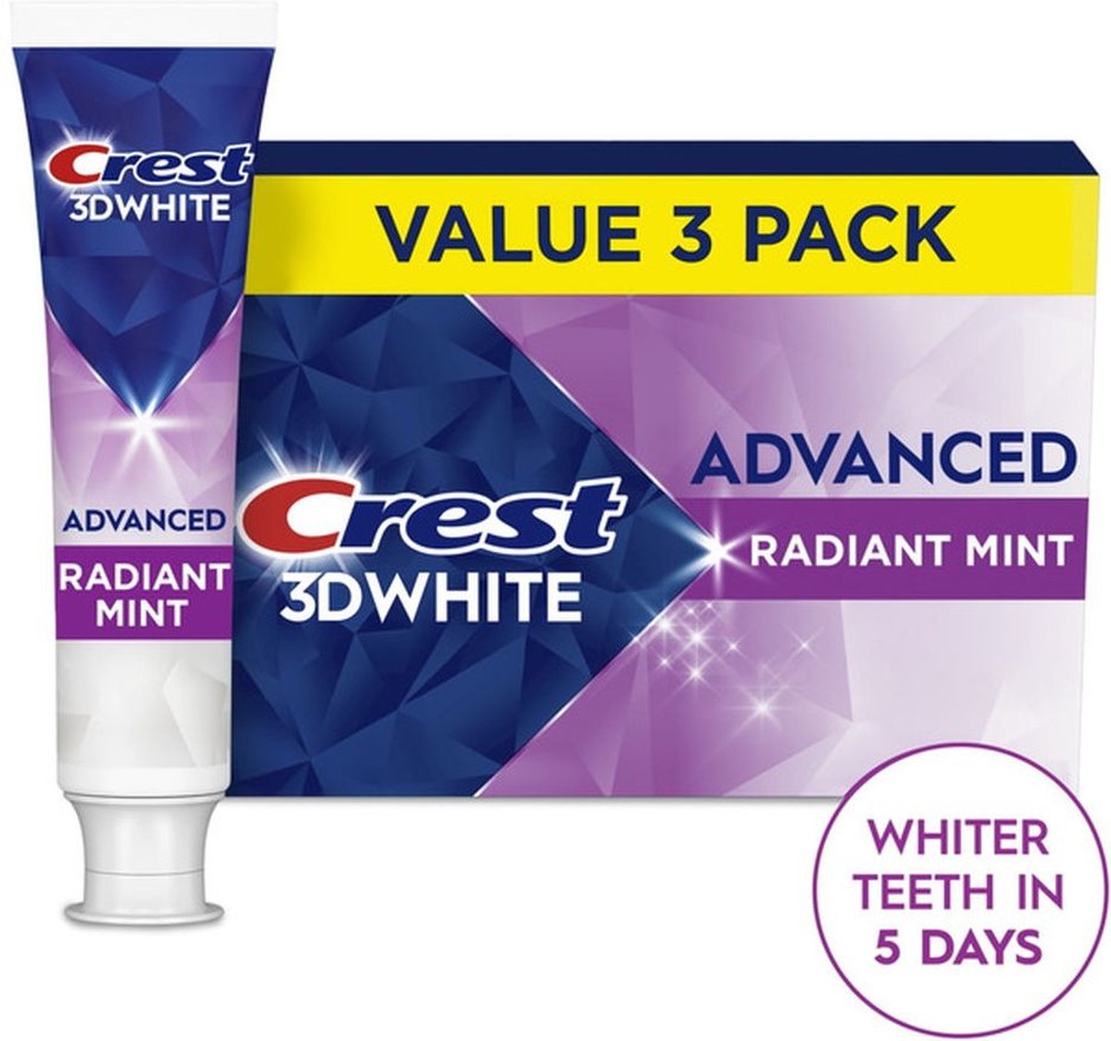 3D White Advanced Toothpaste Toothpaste, Radiant Mint, 3.3 oz, Pack of 3