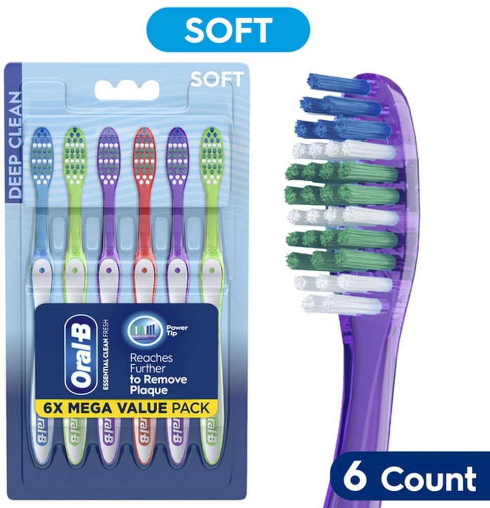 Toothbrushes, Soft, Fresh & Clean, 6x Extra Value Pack