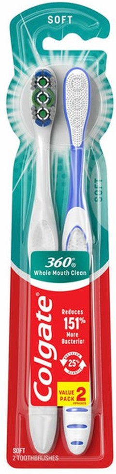 360 Soft Toothbrushes Pack with Tongue Cleaner