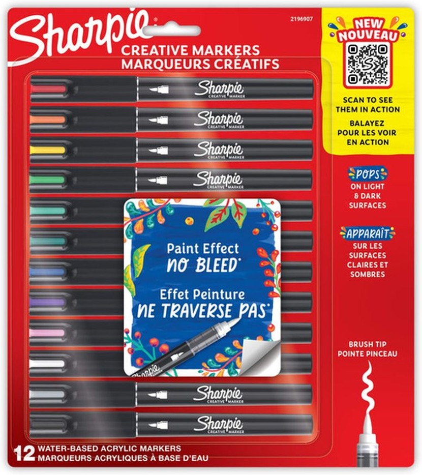 Assorted Ink Colors Brush Tip Creative Water-Based Acrylic Markers