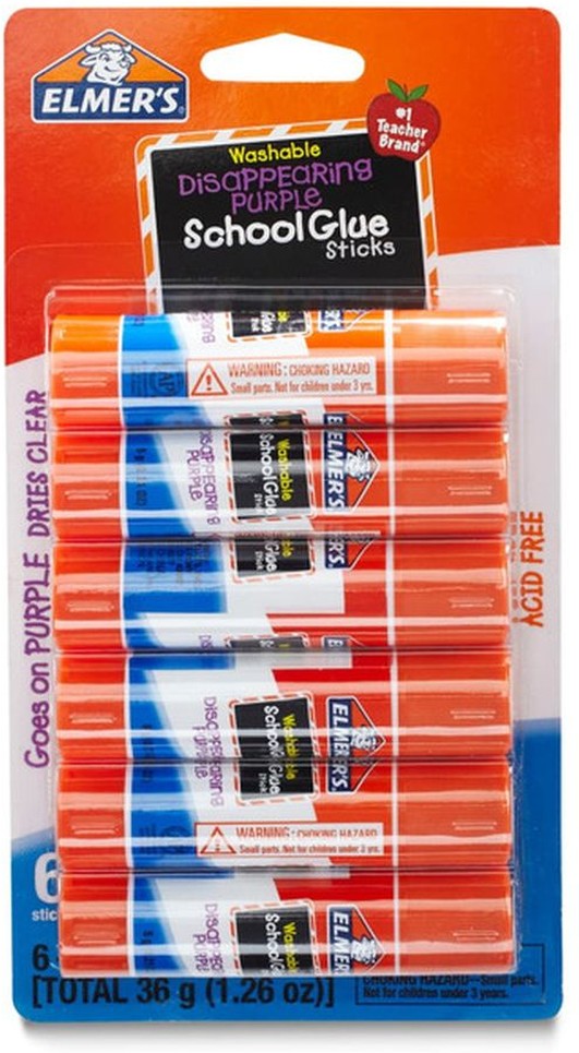 School Glue Sticks, Washable, Disappearing Purple