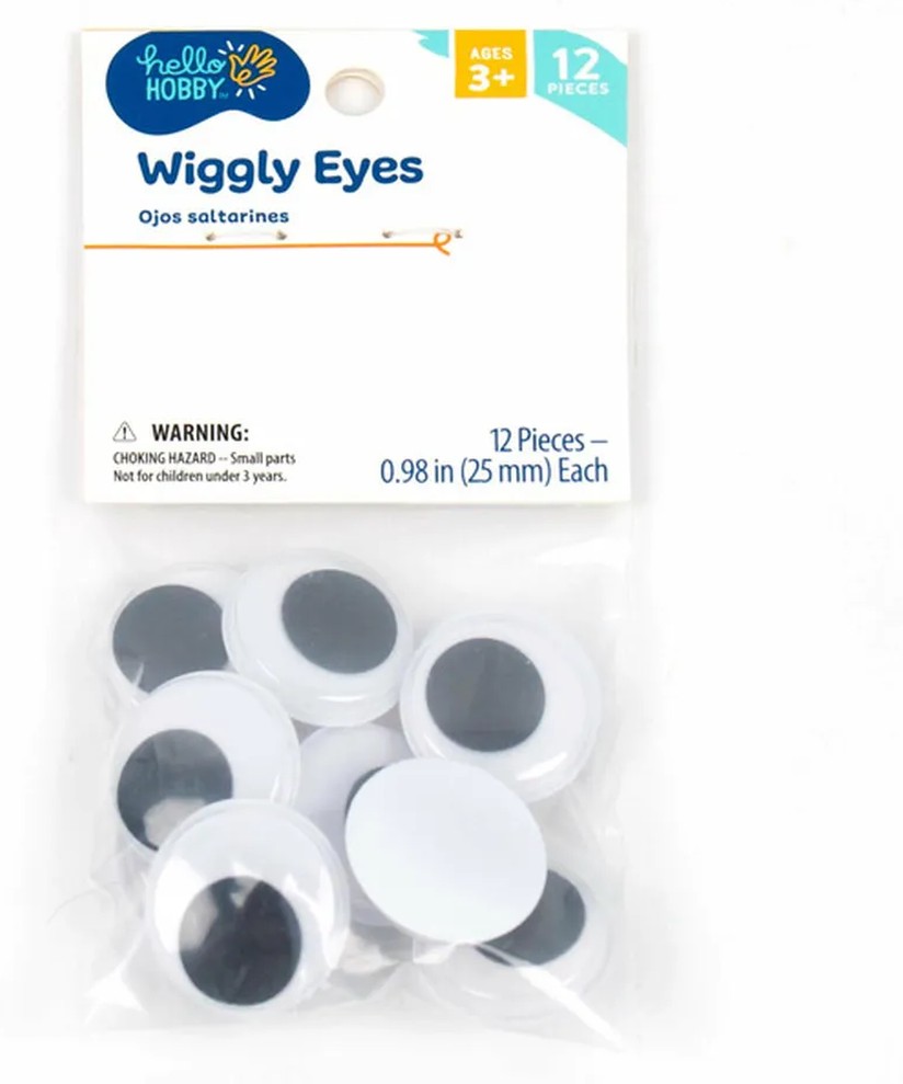 Large Plastic Wiggly Eyes - Black & White