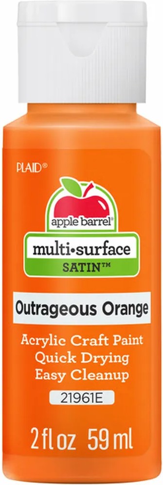 21961E Outrageous Orange Satin Finish Multi-Surface Acrylic Craft Paint