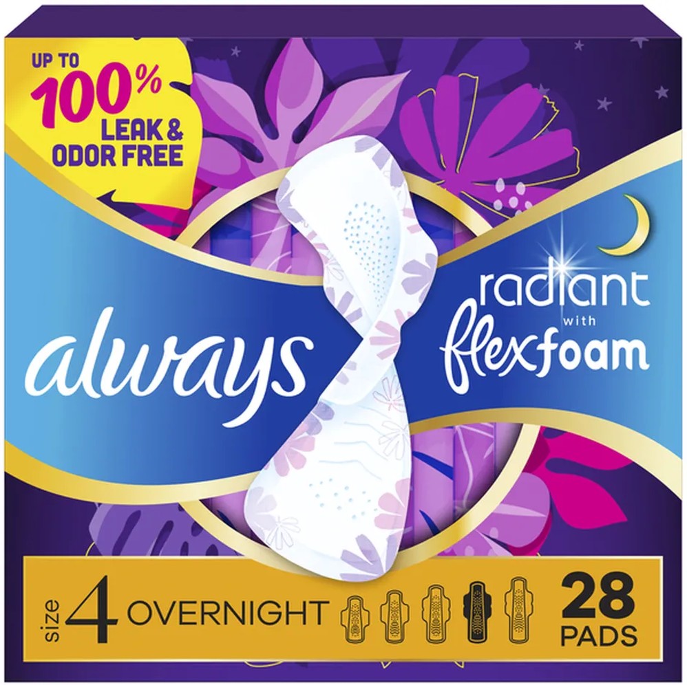 Radiant Overnight Sanitary Pads With Wings