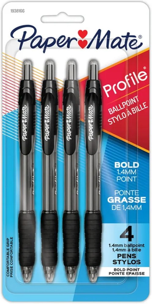 Ball Point Pens, Extra Smooth, Bold Point (1.4 mm), Black Ink